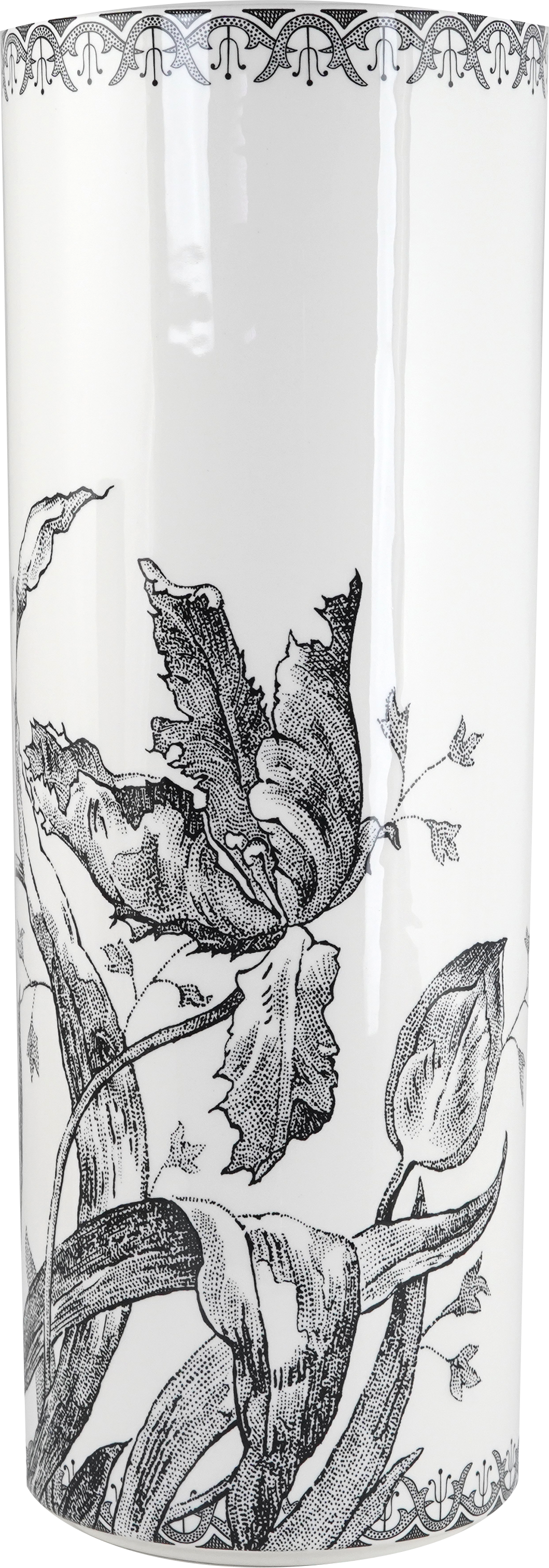 Large Cylinder Vase, Tulipes Noires