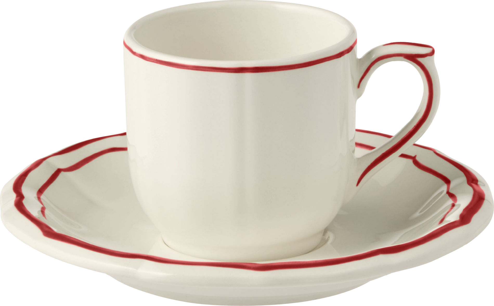 After Dinner Cup & Saucer , Filet Rouge