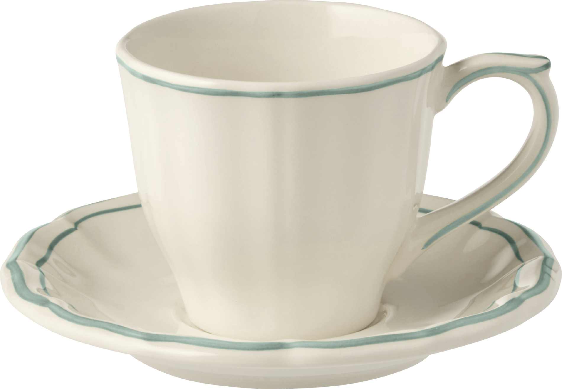 U.S. Tea Cup & Saucer, Filet Celadon