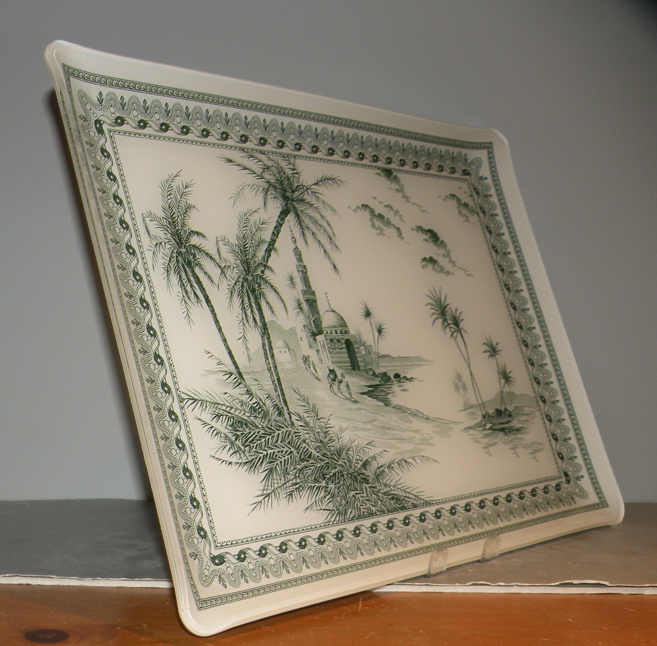 Large Serving Tray,  Vue d'Orient, Les Depareillees Vert