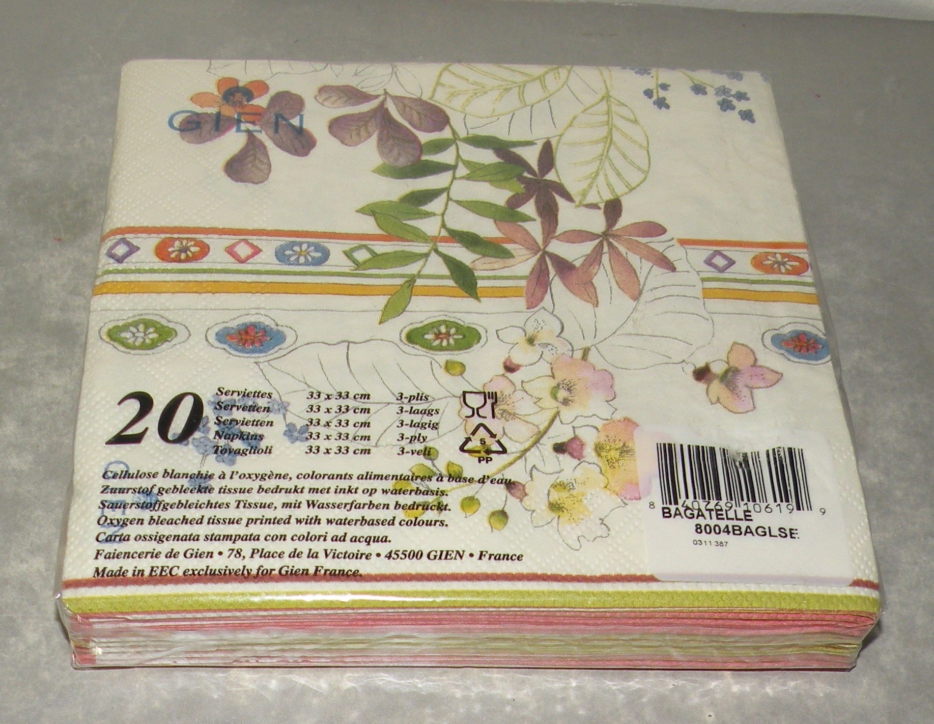 Pack of 20 Luncheon Napking Paper, Bagatelle