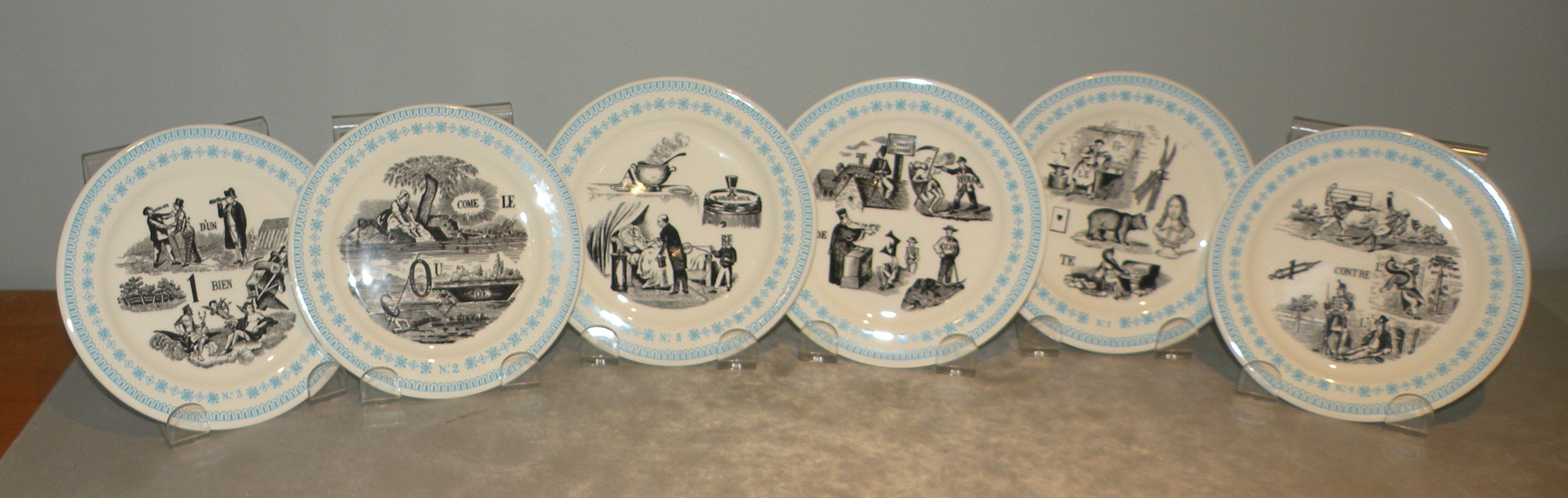 6 Bottle Coasters Rebus Blue, Gien