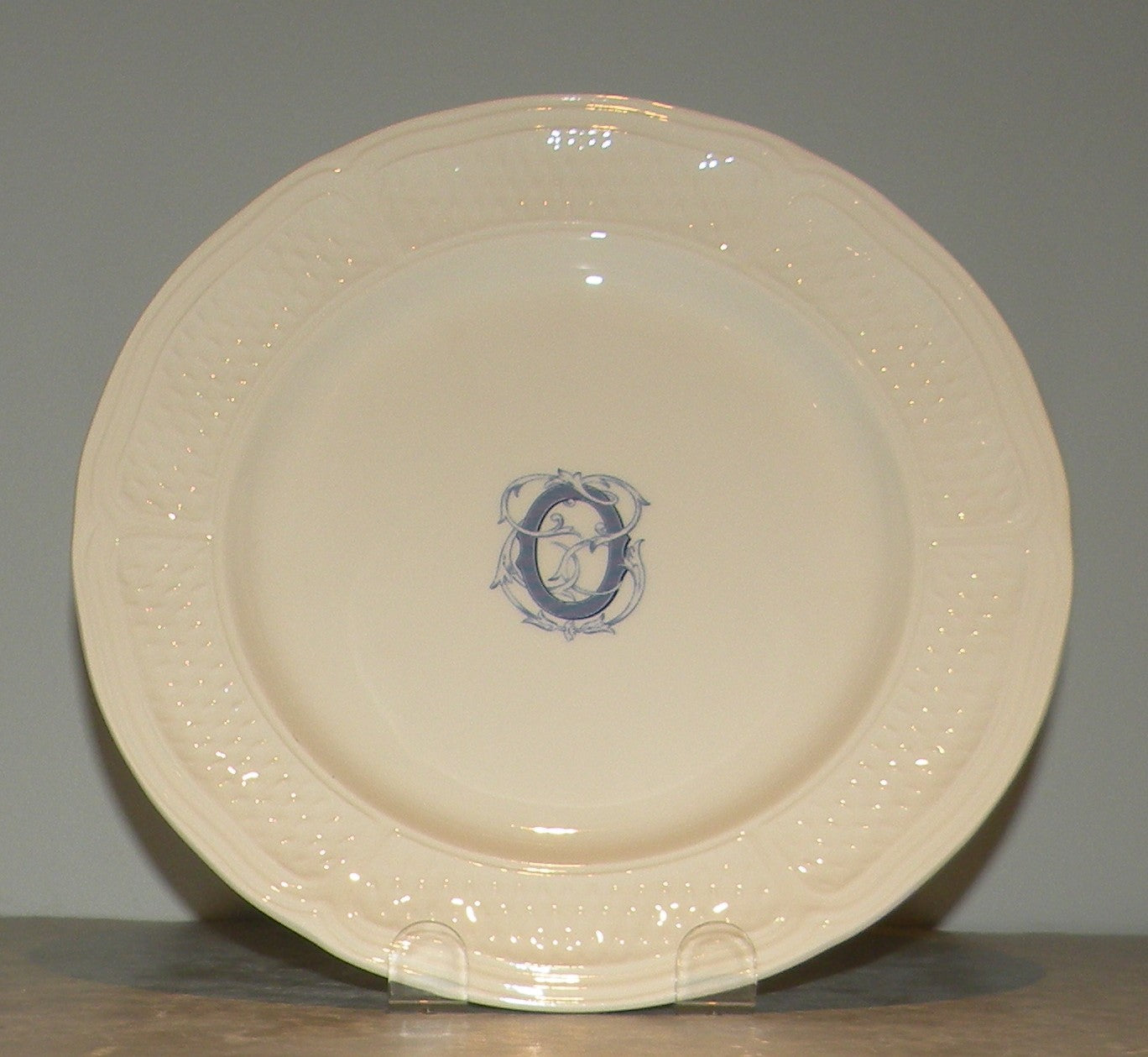 Dessert Plate, Pont Aux Choux White with the letter O