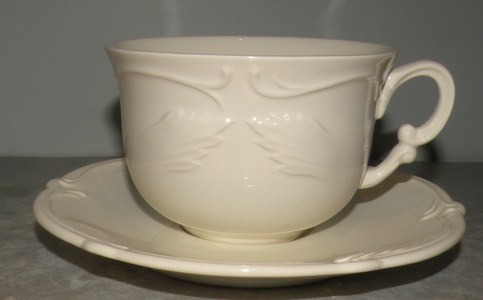 Breakfast Cup & Saucer, Rocaille White