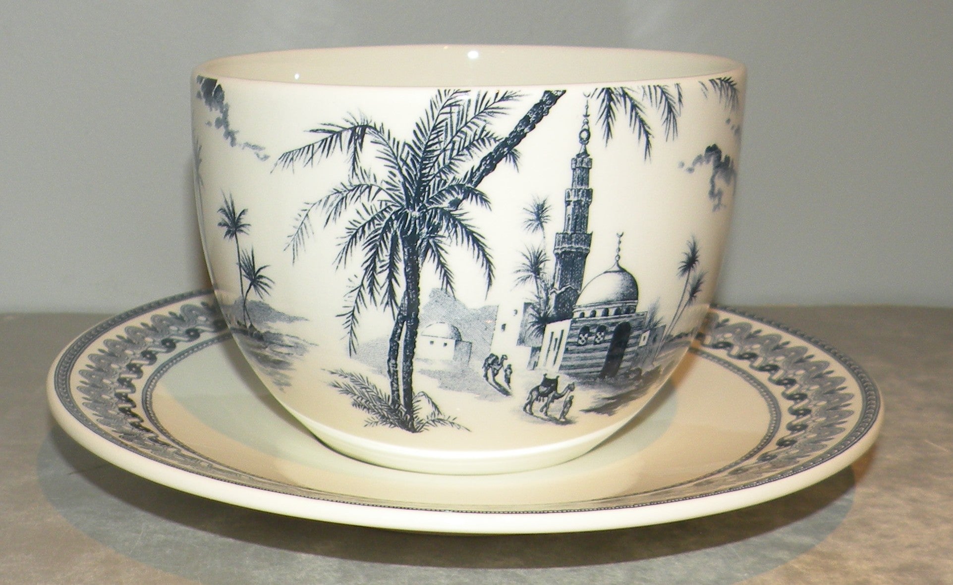 Jumbo Breakfast Cup & Saucer, Les Depareillees in Blue