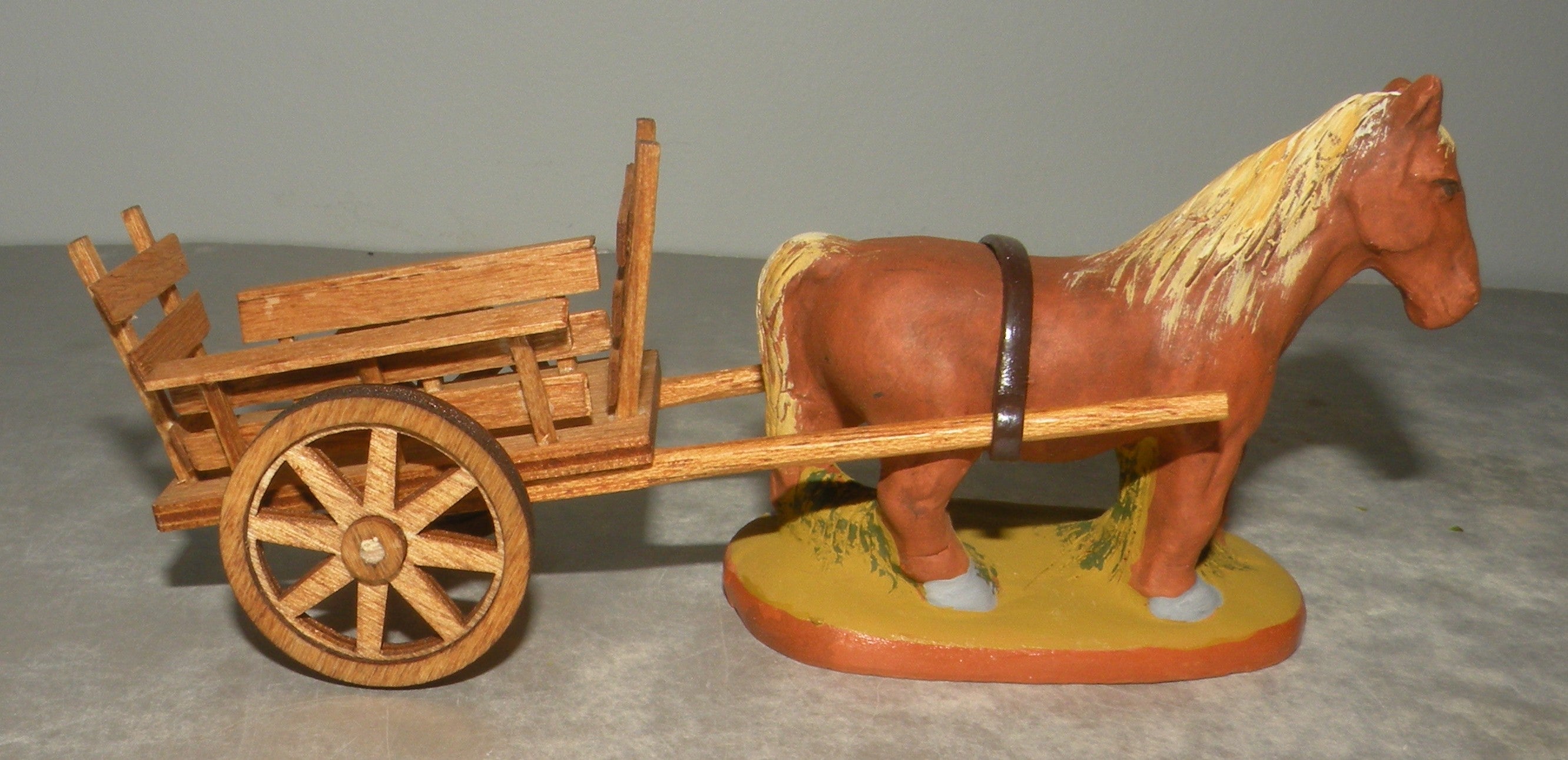 Draft horse and Wood Cart of harness ( 461 and 933 ) , Fouque 6 Cm