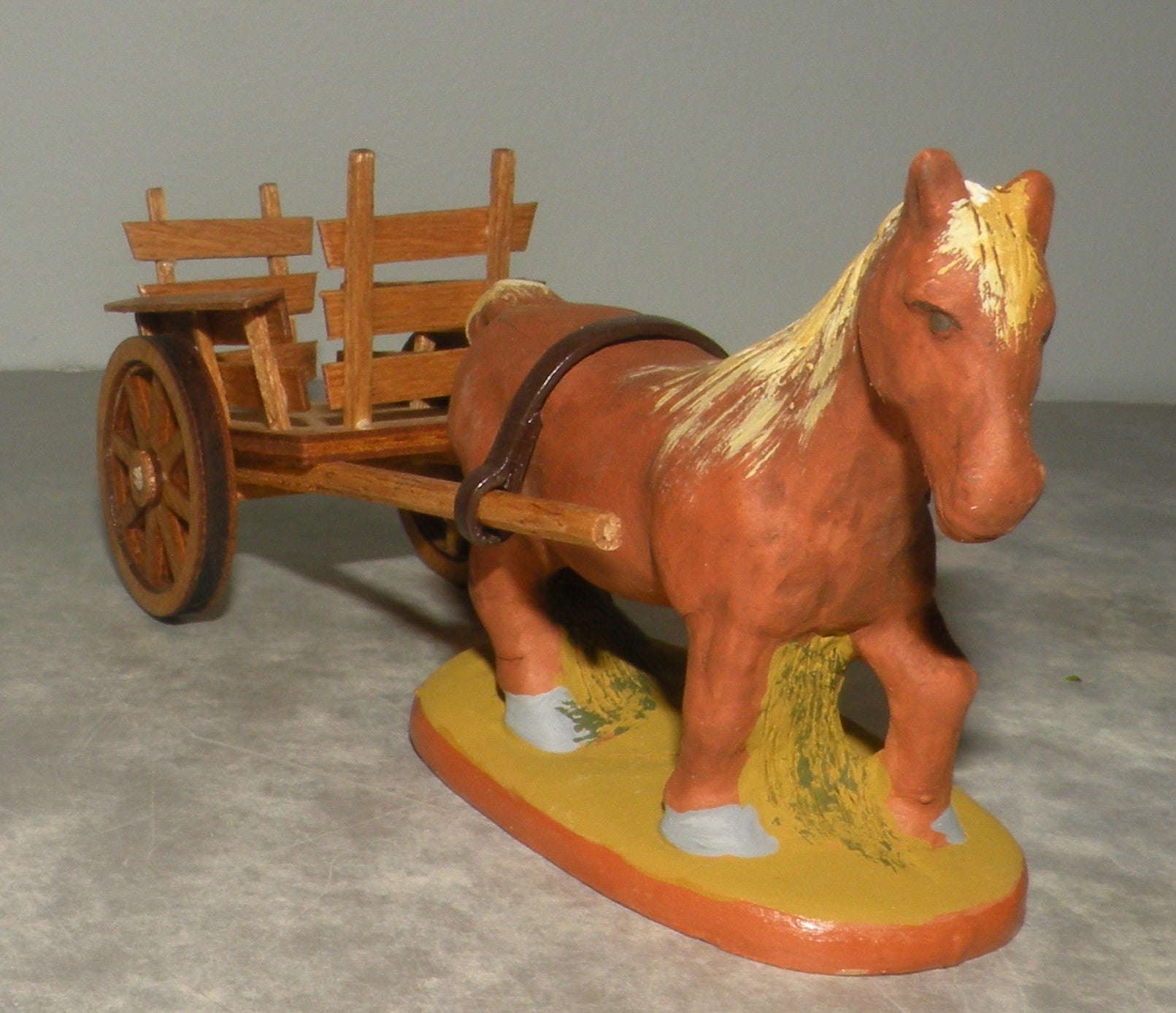 Draft horse and Wood Cart of harness ( 461 and 933 ) , Fouque 6 Cm