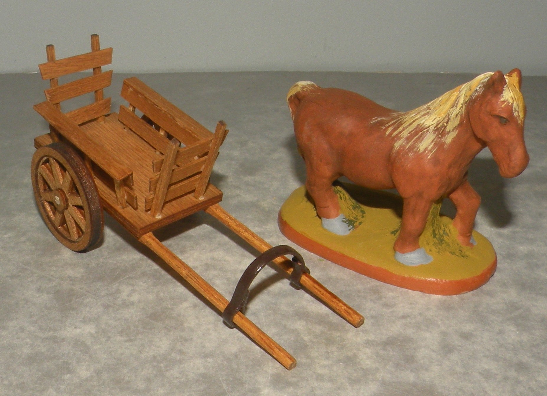 Draft horse and Wood Cart of harness ( 461 and 933 ) , Fouque 6 Cm