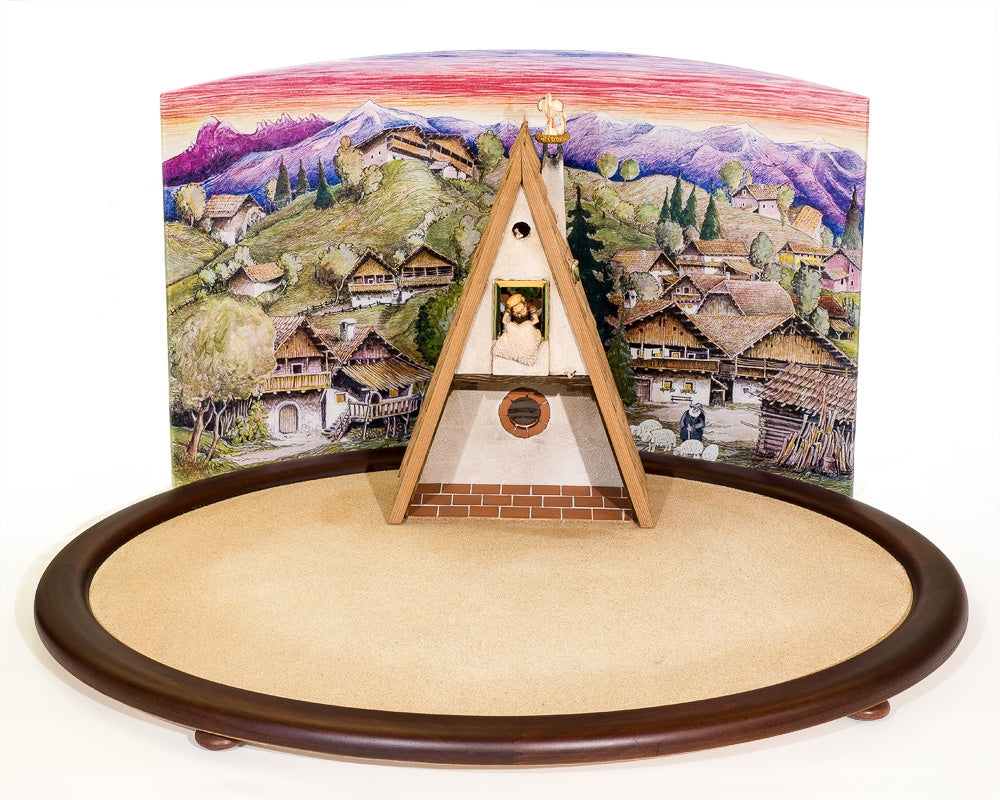 Two-Storey Stable With Shingled Roof and scenic background Kastlunger