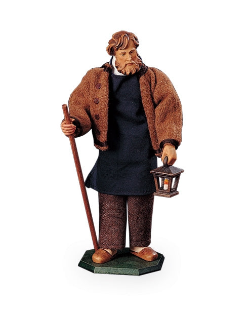 St.Joseph with walking stick and lantern   , Nativity Dressed 20 Cm