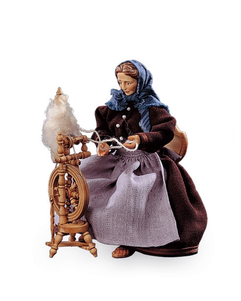 Woman with spinning wheel, Nativity Dressed 20 Cm