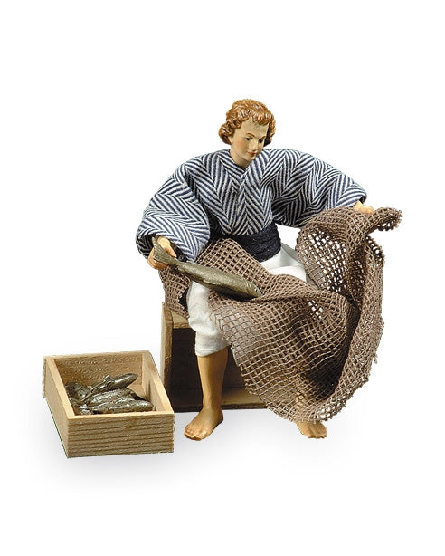 Fisherman with fishes on wood-box - Oriental nativity dressed -  10903-541