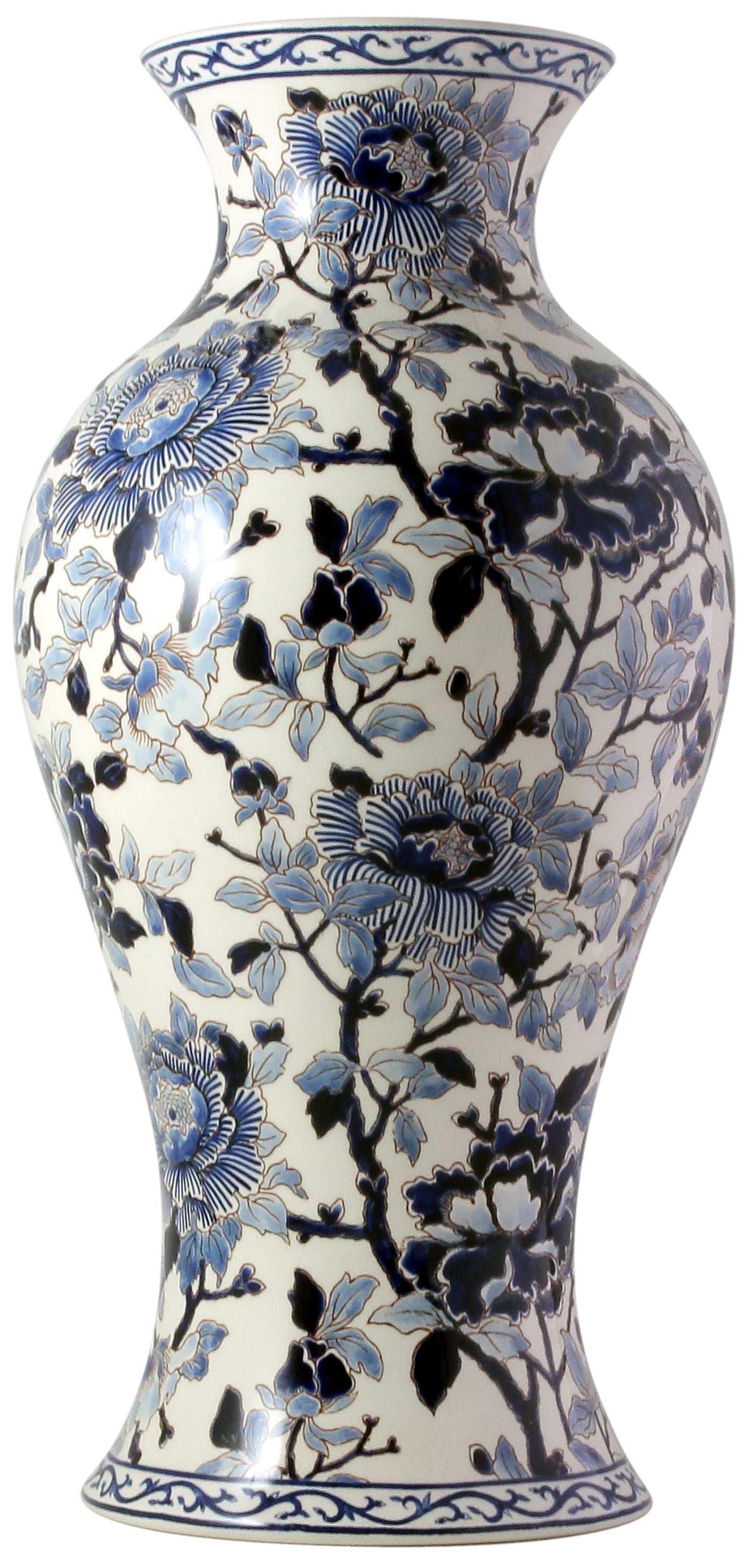 Japanese potiche Hand Painted Pivoines Bleues