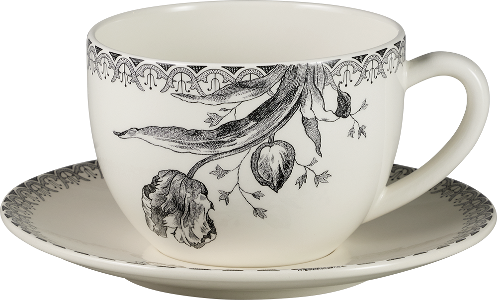 Jumbo Breakfast Cup & Saucer Tulipes Noires