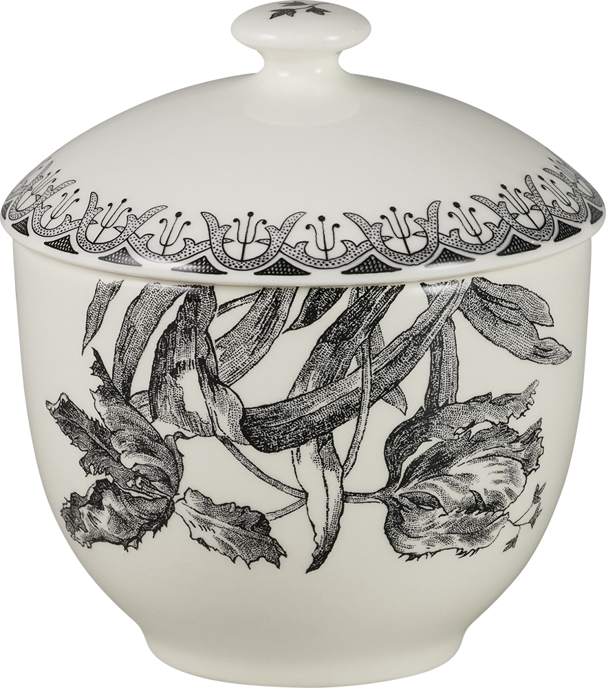 Covered Sugar Bowl Tulipes Noires