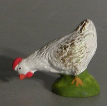 White hen eating, Carbonel, N. 3