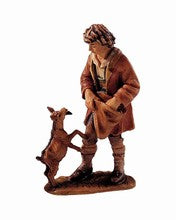 Shepherd feeding lamb, Rustic
