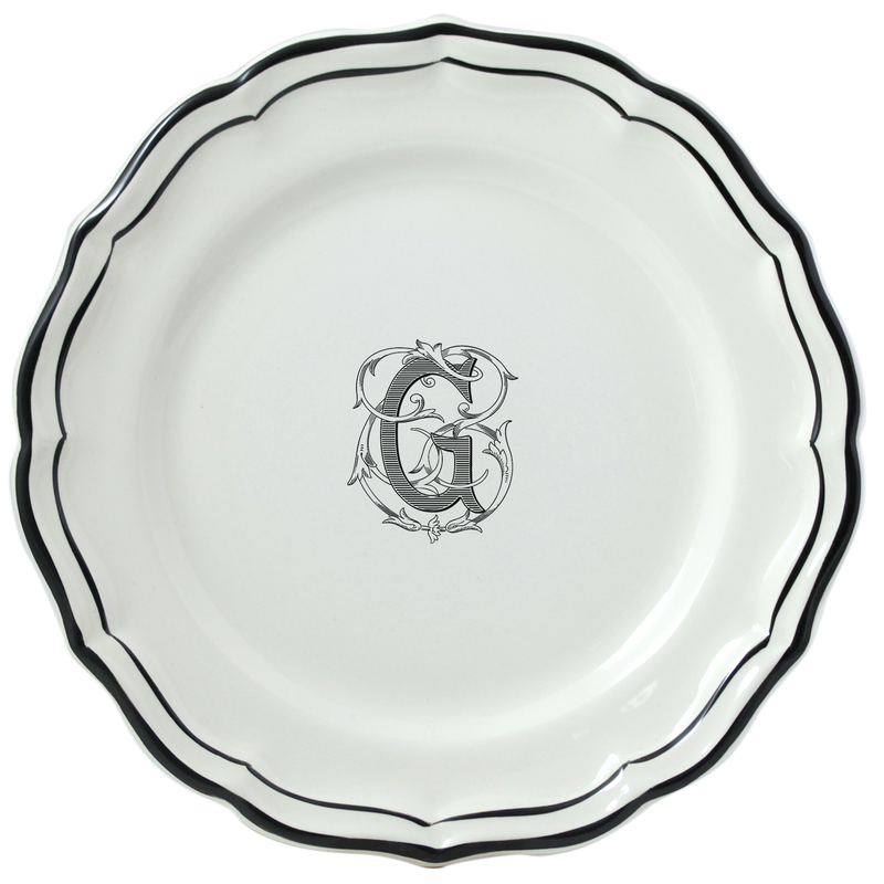 Dinner Plate, Filet Manganese Monogramme