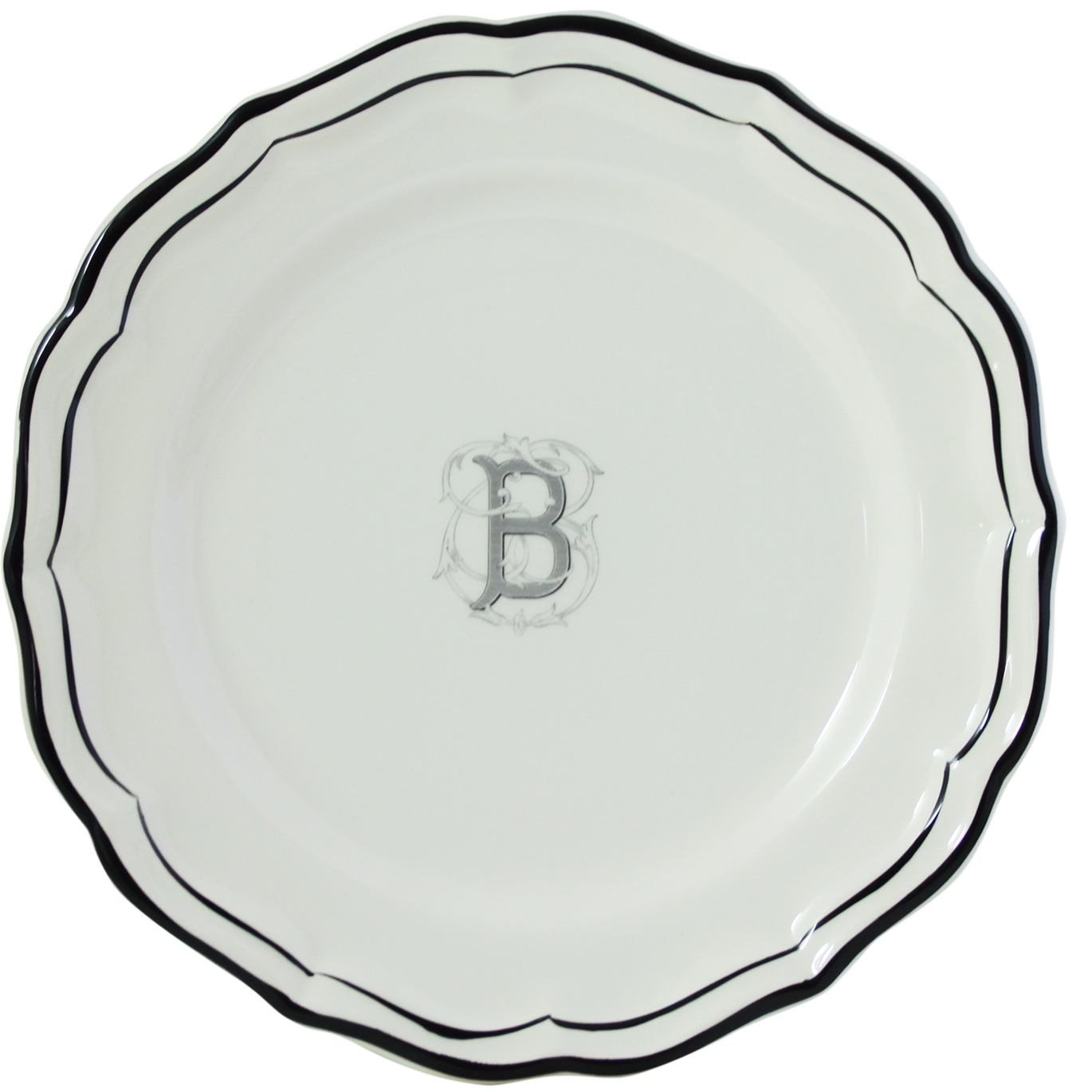 Dessert Plate, Filet Manganese Monogramme