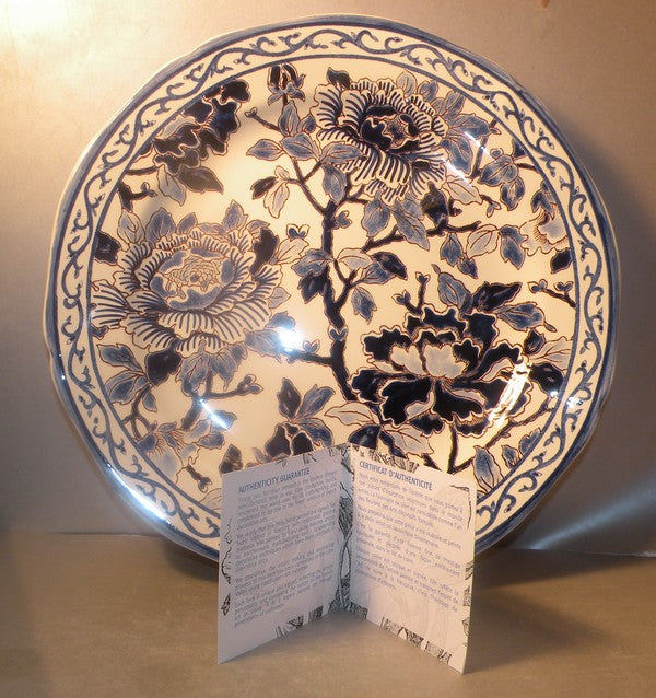 Dinner Plate Peint Main Pivoines Bleues