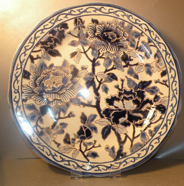Dinner Plate Peint Main Pivoines Bleues