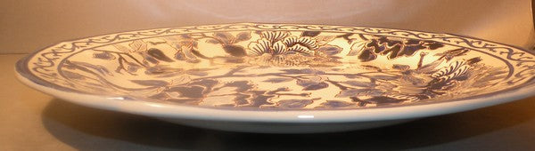 Dinner Plate Peint Main Pivoines Bleues
