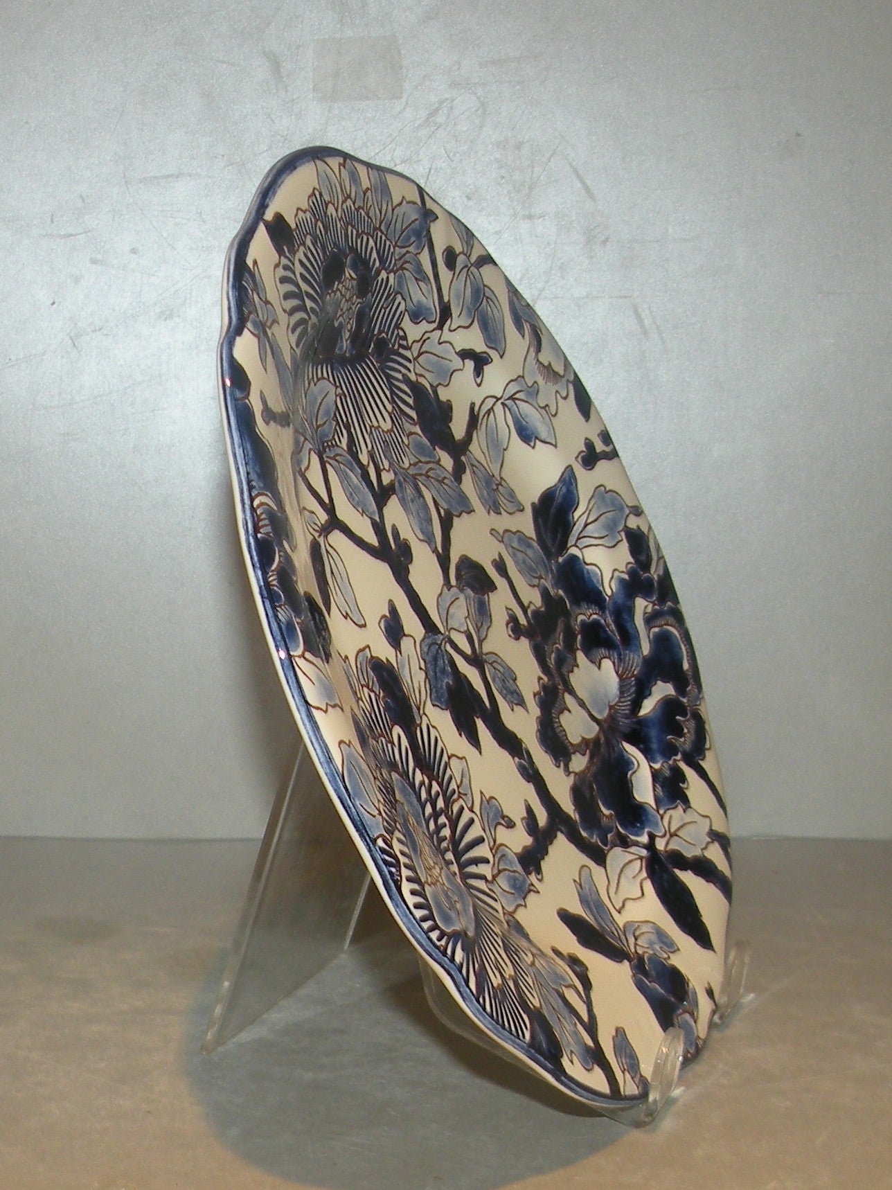 Dessert Plate Hand Painted Pivoines Bleues