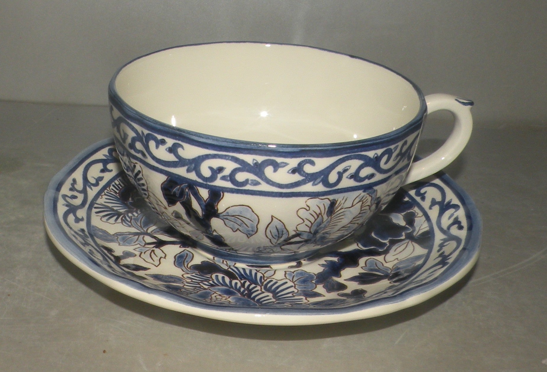 Breakfast Cup & Saucer, Pivoines Bleu