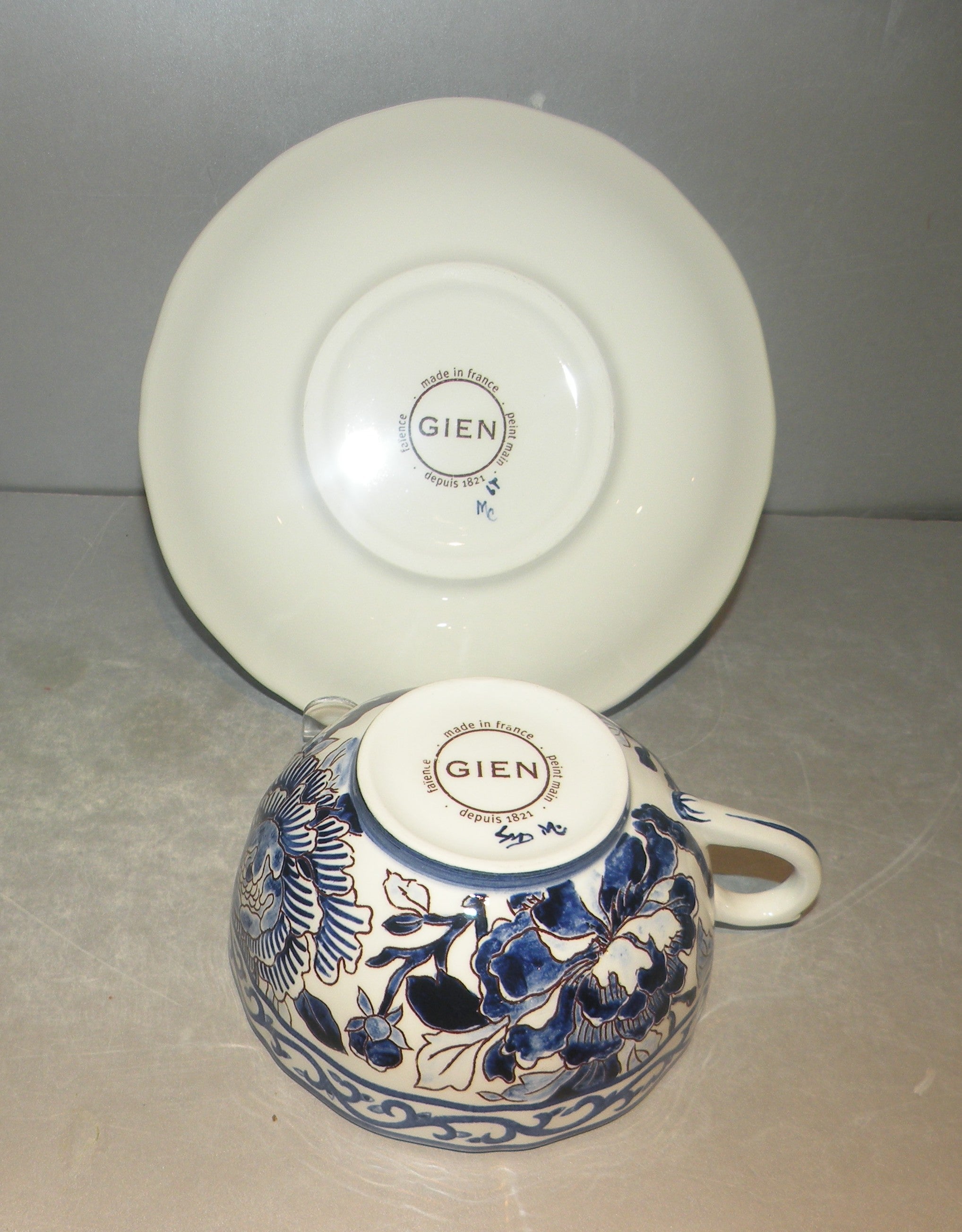 Breakfast Cup & Saucer, Pivoines Bleu