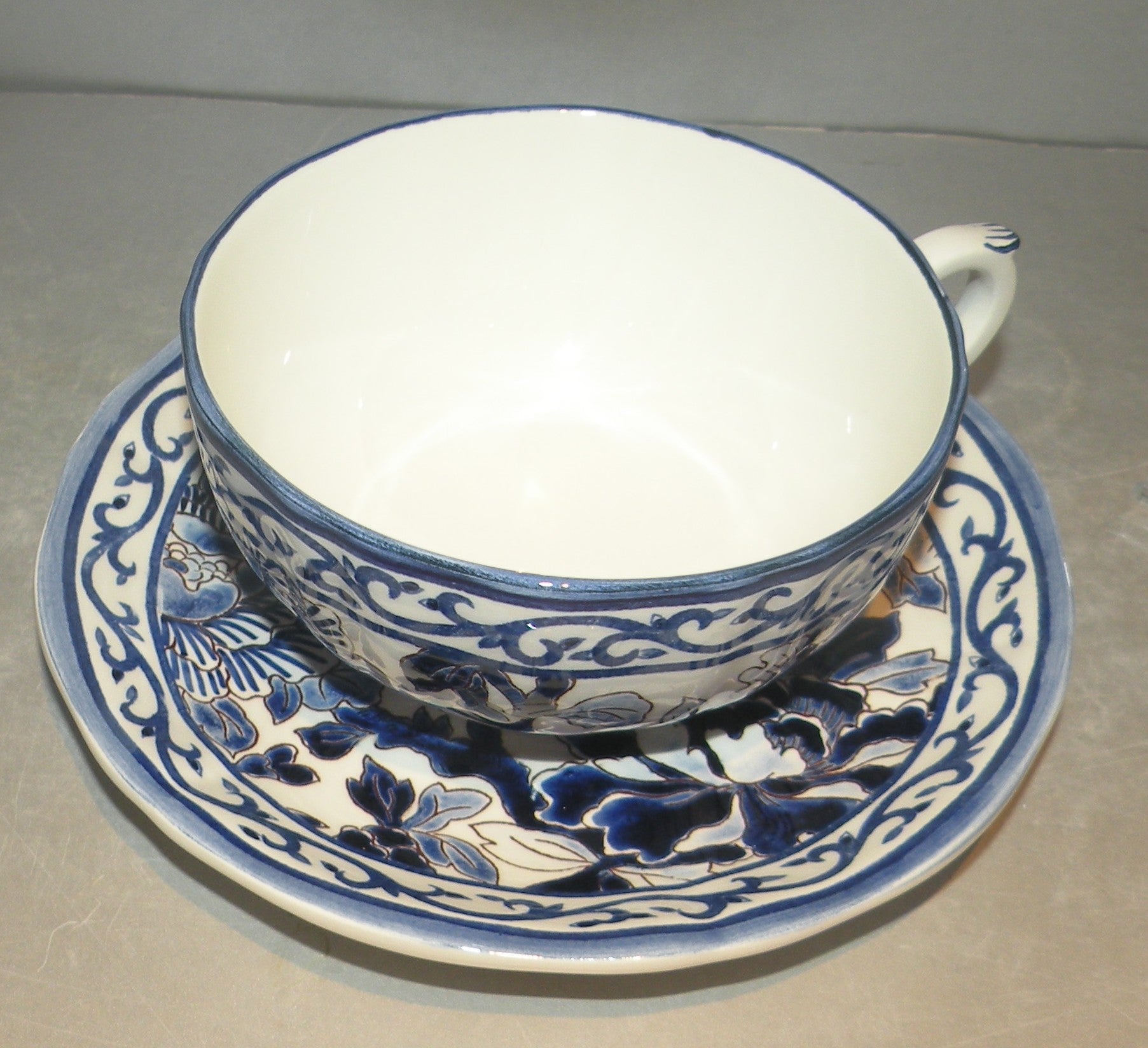 Breakfast Cup & Saucer, Pivoines Bleu