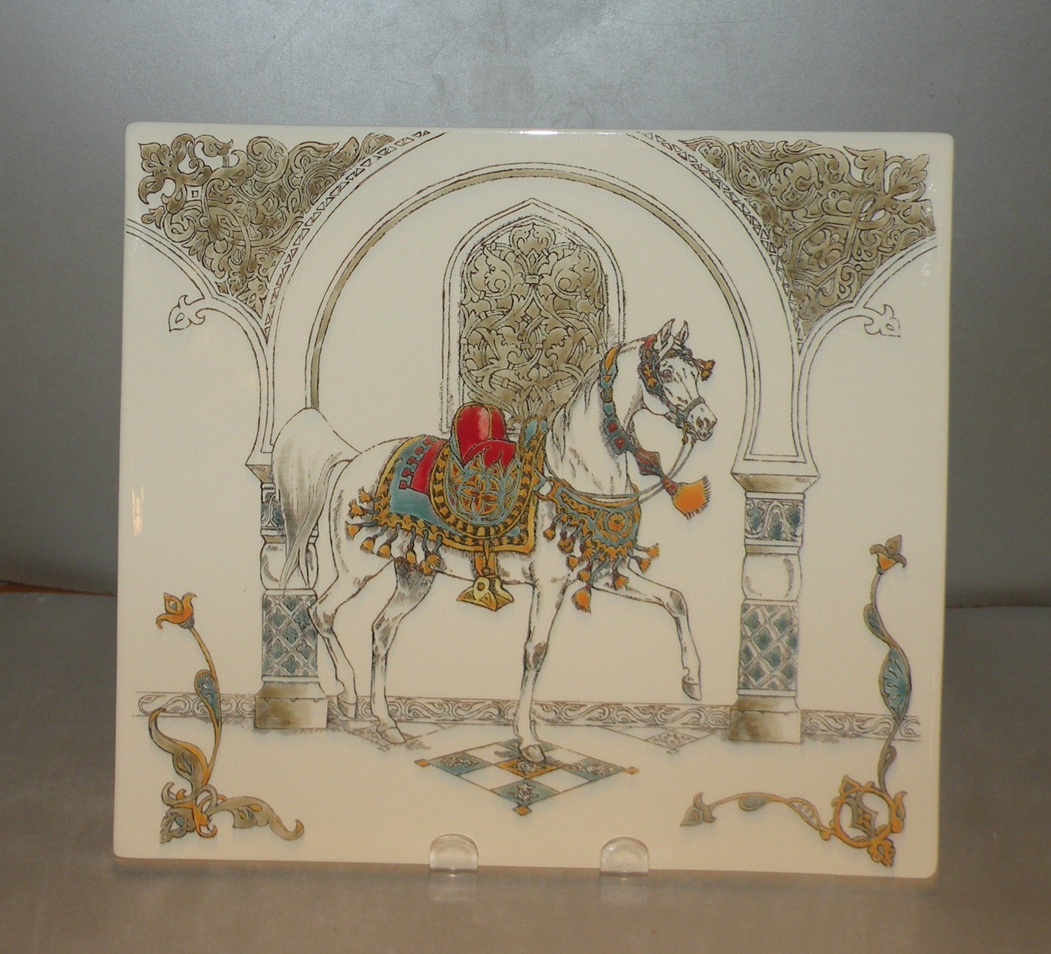 Rectangular Platter Zoom Hand Painted Chevaux du vent