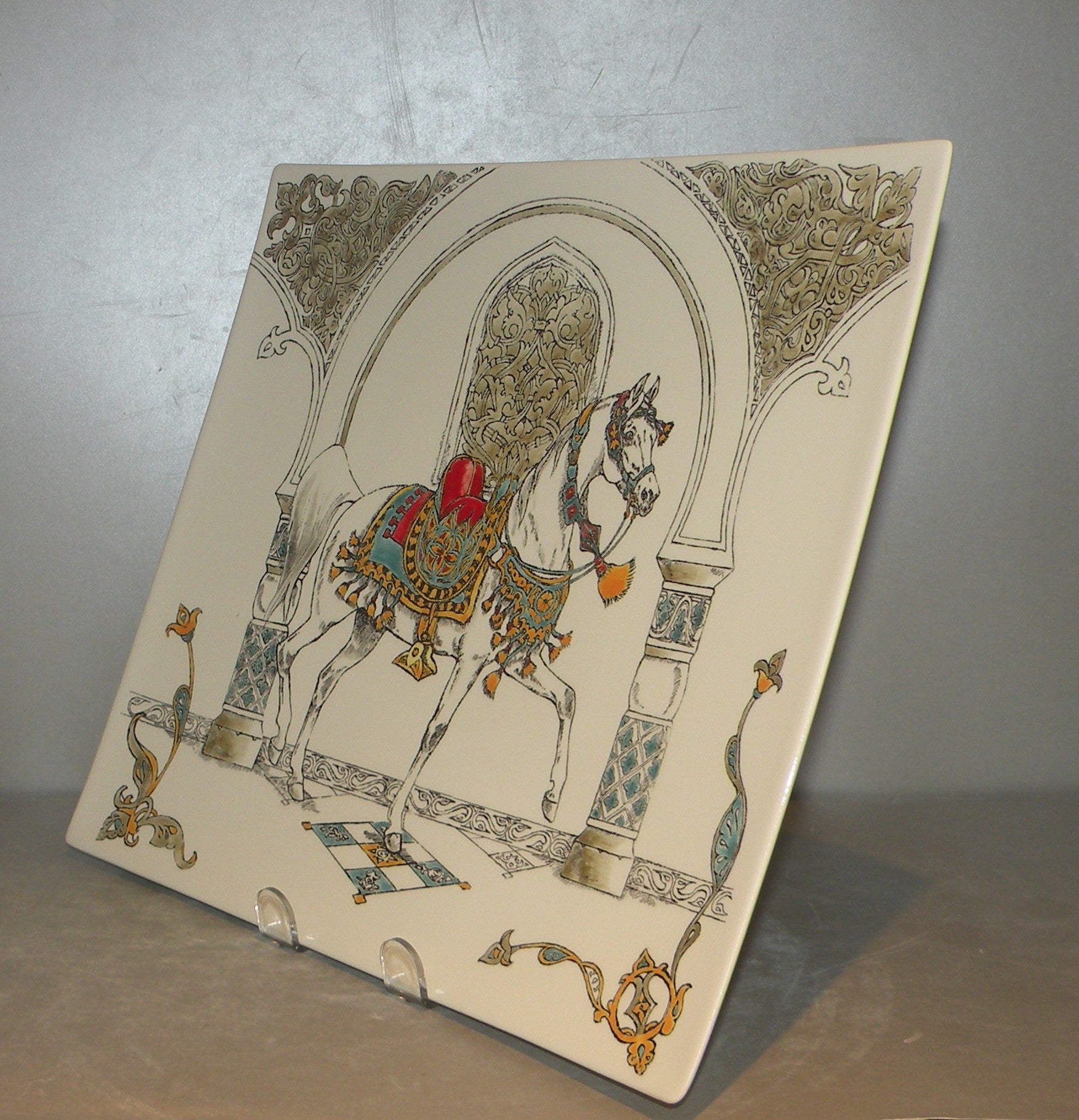 Rectangular Platter Zoom Hand Painted Chevaux du vent