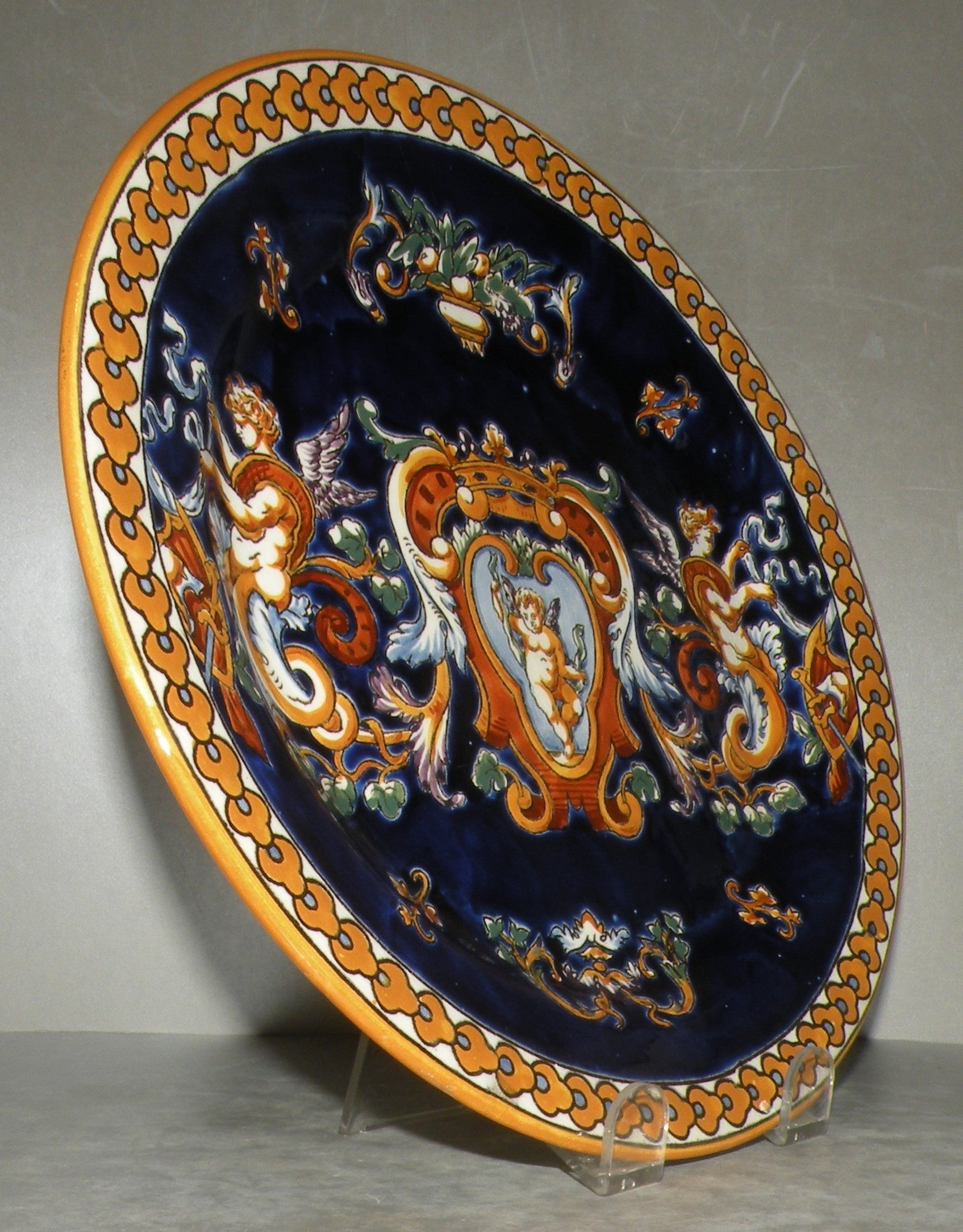 Plate Renaissance Fond Bleu