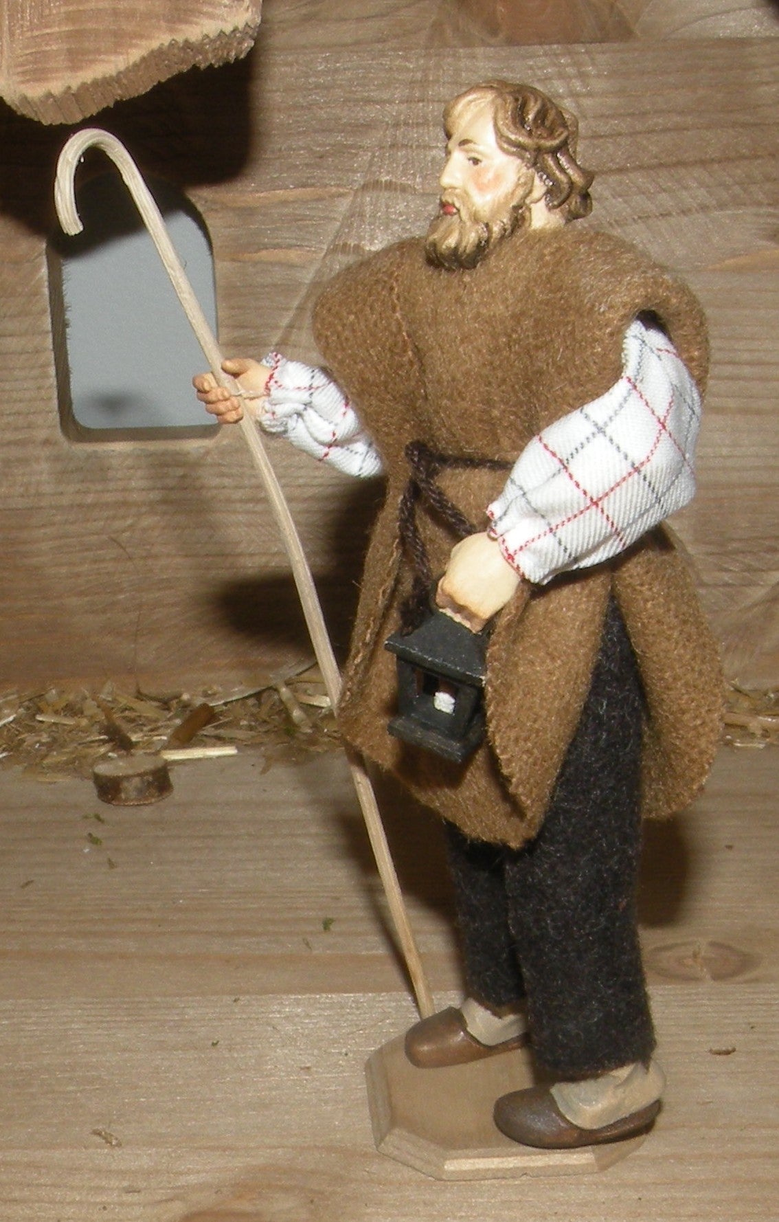 St.Joseph with walking stick and lantern  - Folk nativity dressed- 10901-03B