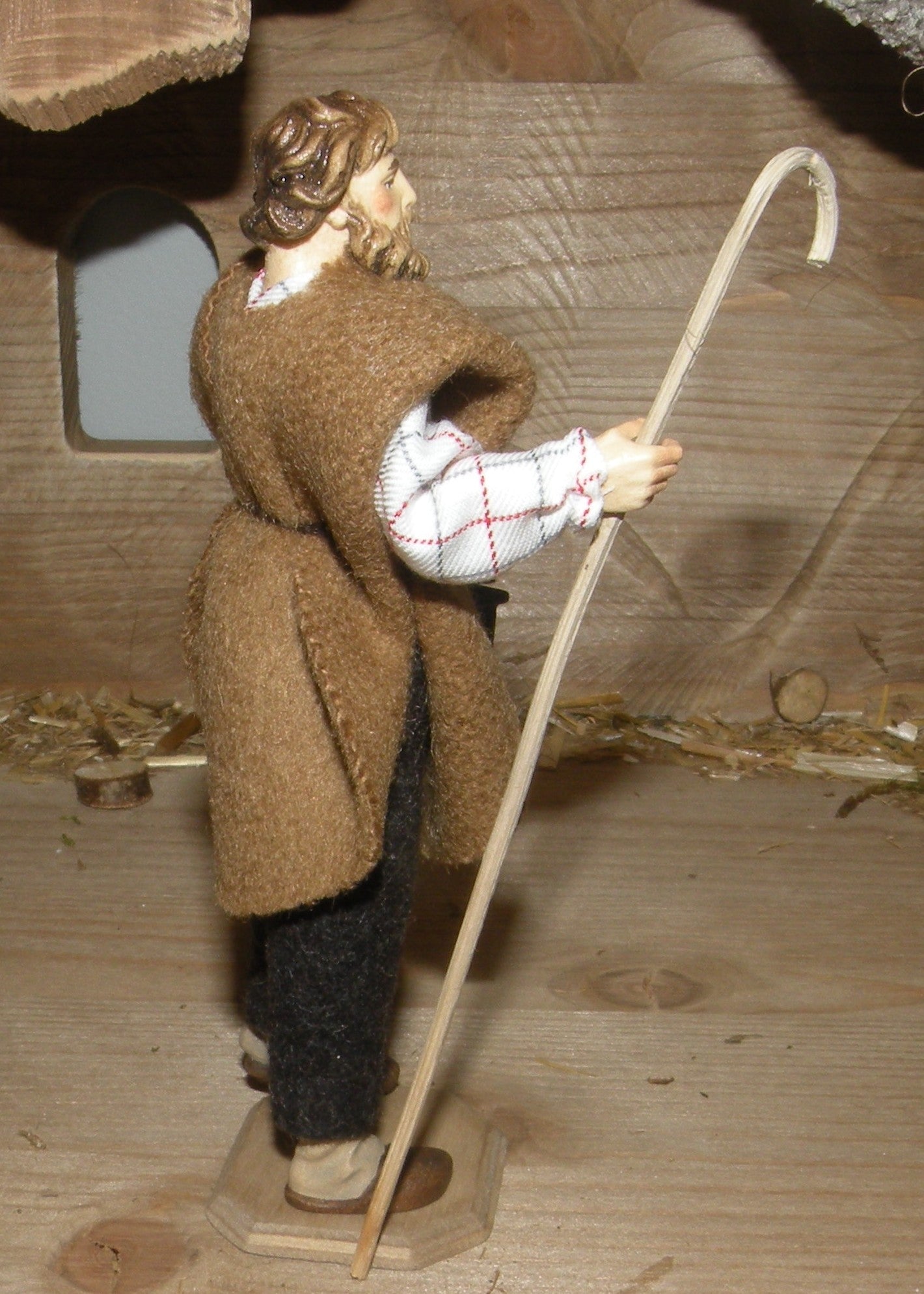 St.Joseph with walking stick and lantern  - Folk nativity dressed- 10901-03B