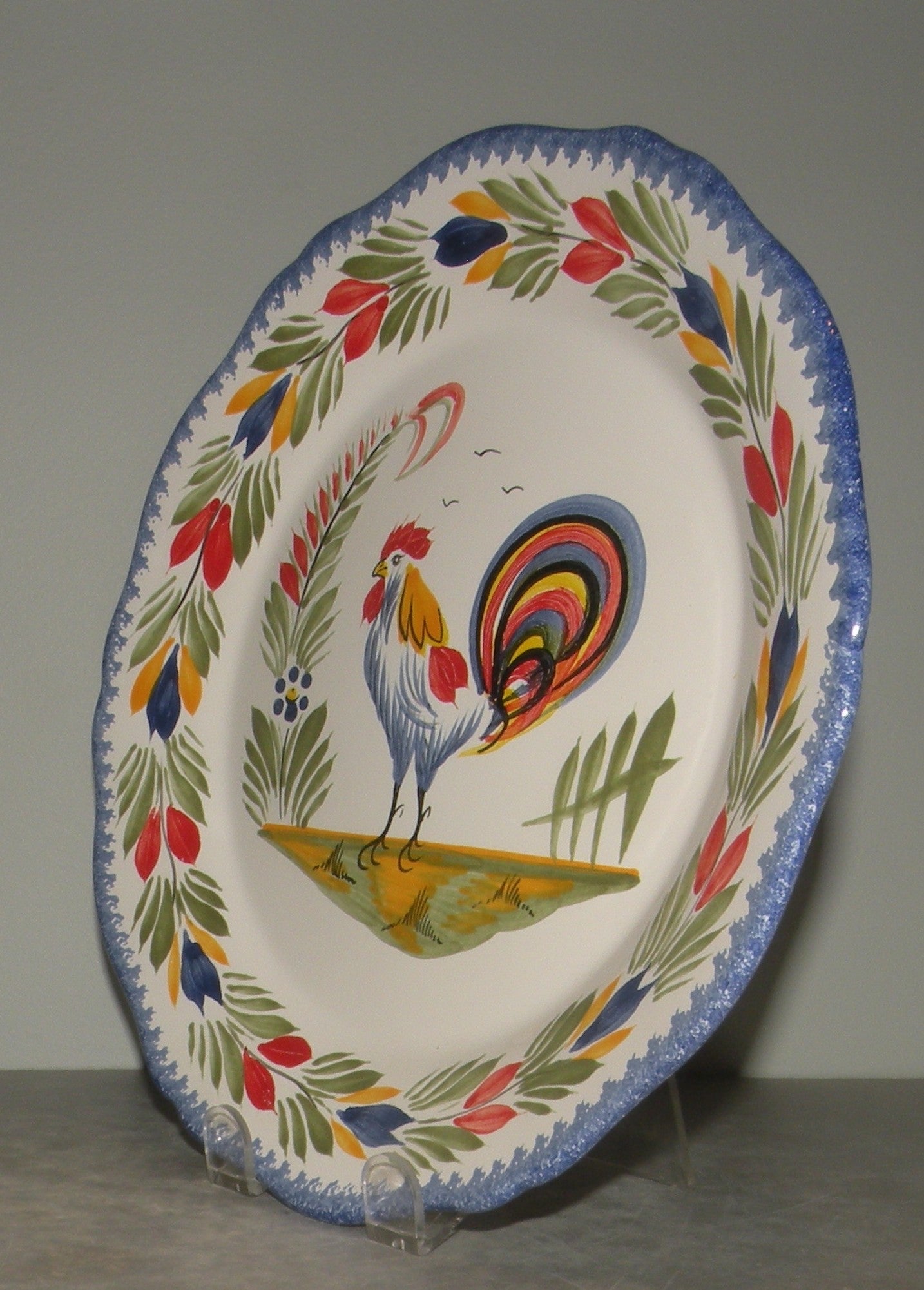 Wall  Plate Coq ( Rooster )  , Fab Quimper