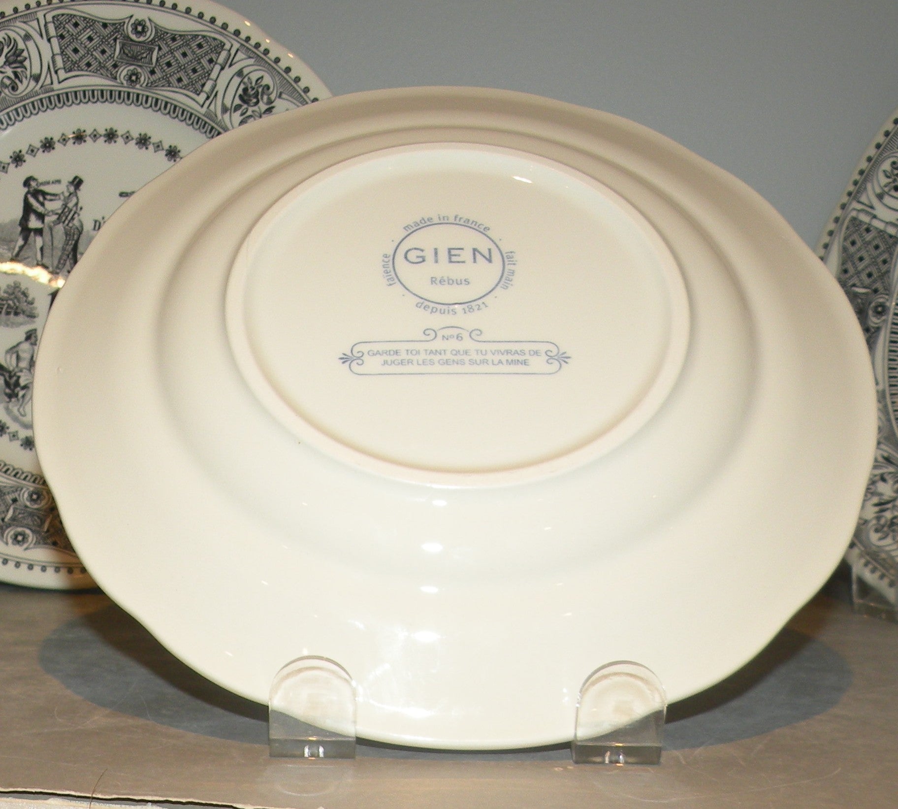 6 dessert Plates Rebus Black, Gien