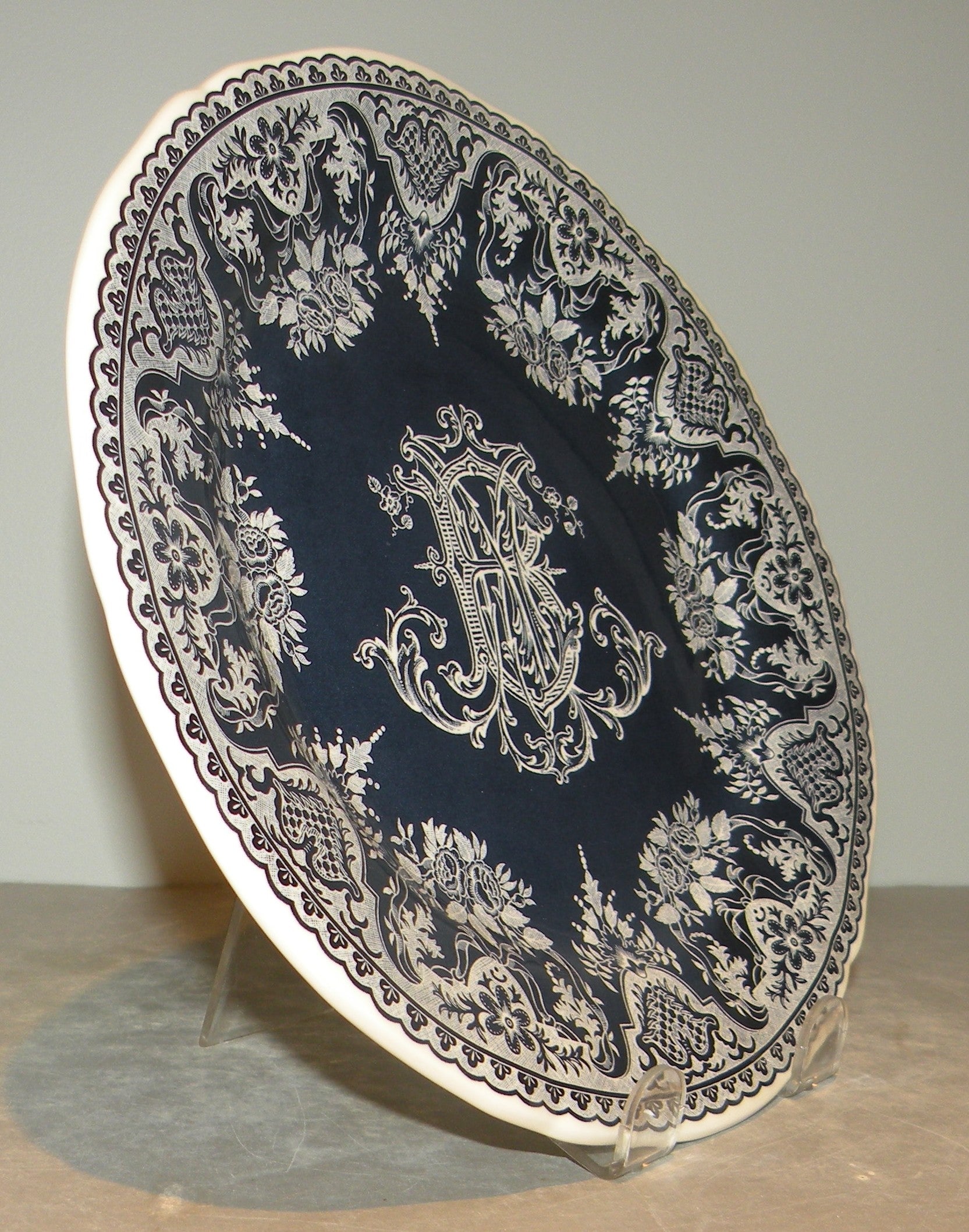 Dessert Plate Monogramme , Les Depareillees in Blue