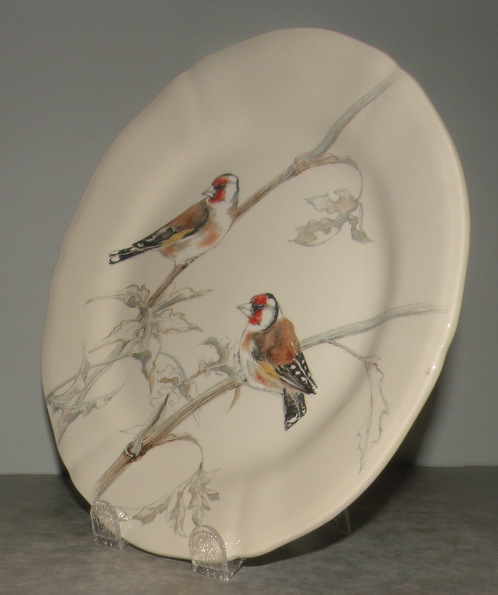 Dessert Plate Goldfinch ,  Les Oiseaux de la Foret