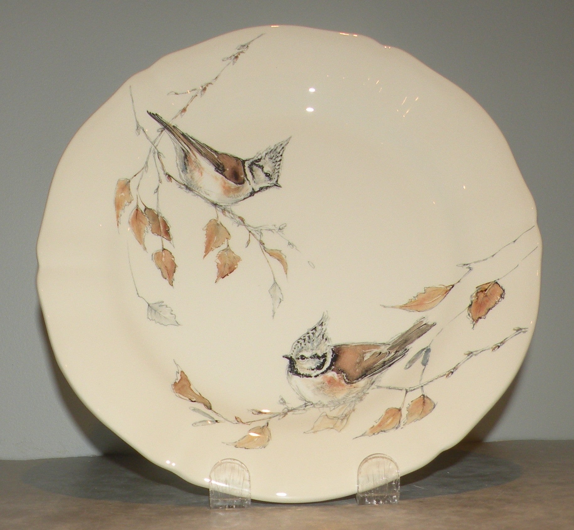 Dessert Plate Great tit ,  Les Oiseaux de la Foret