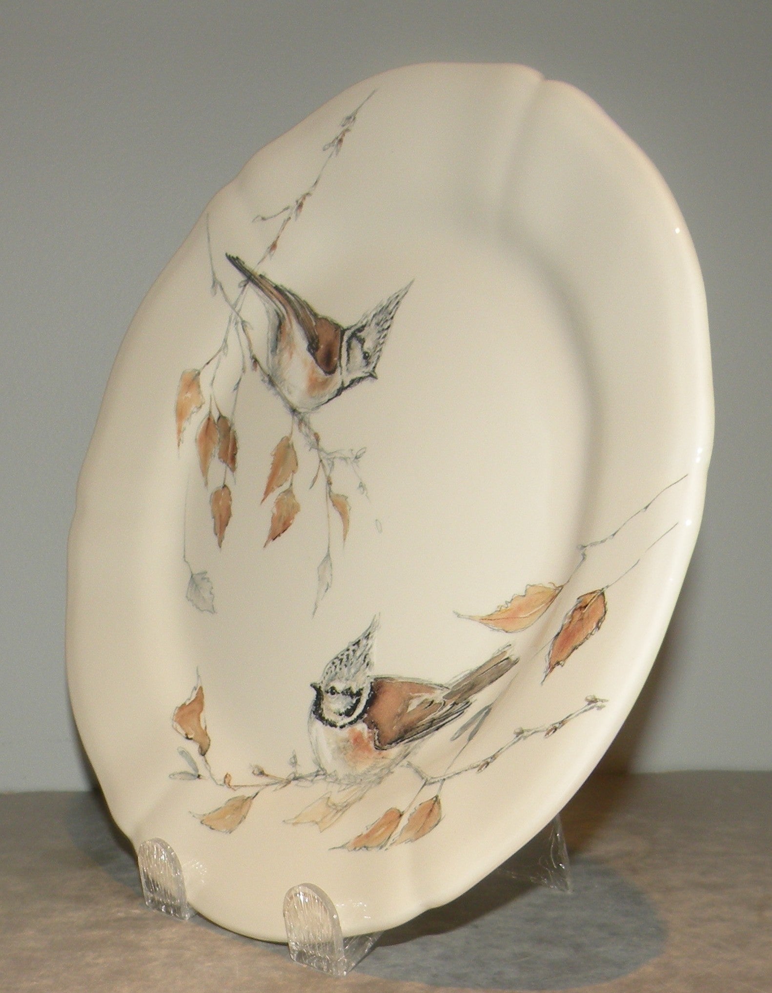 Dessert Plate Great tit ,  Les Oiseaux de la Foret