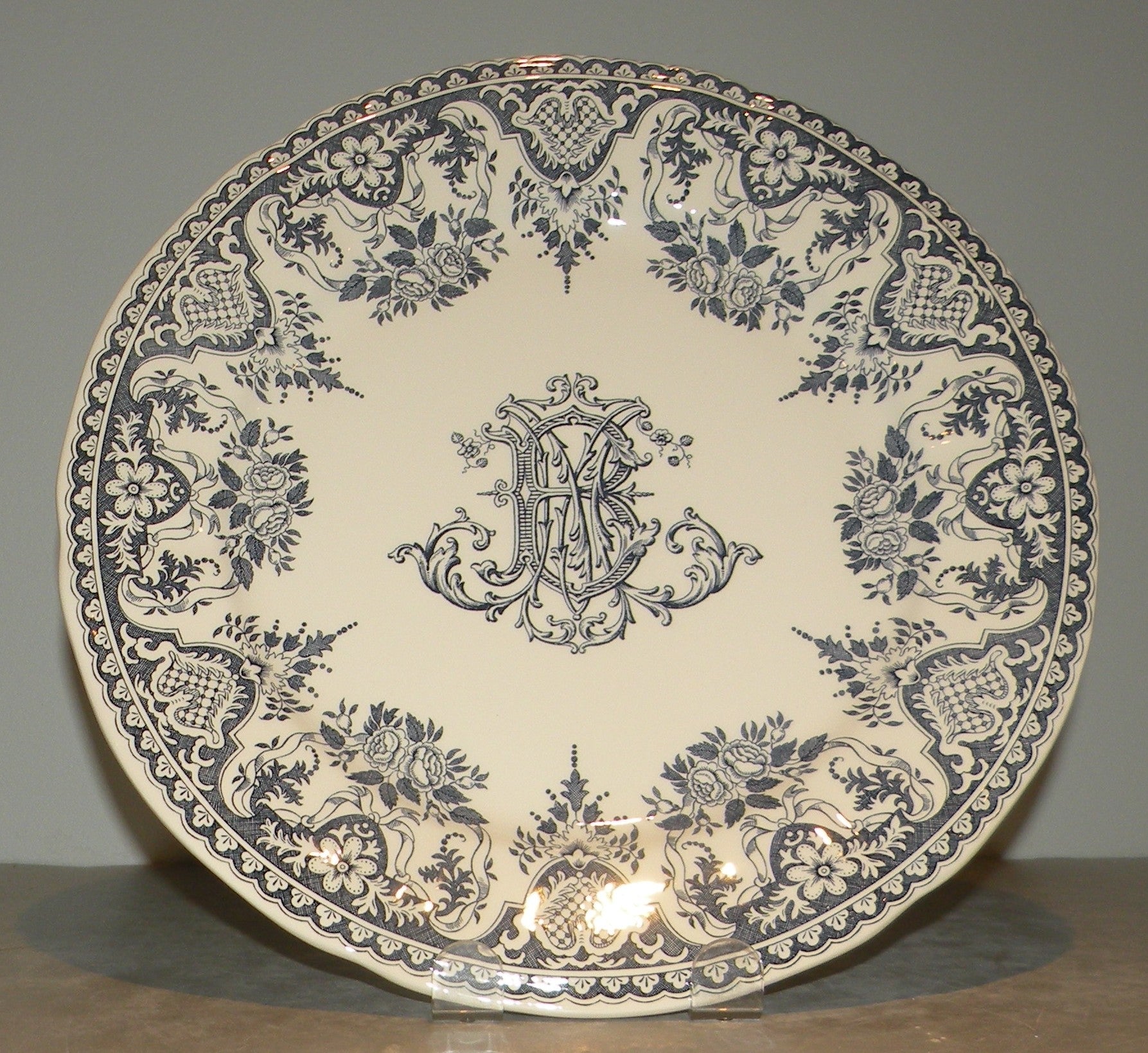 Dinner Plate Monogramme , Les Depareillees in Blue