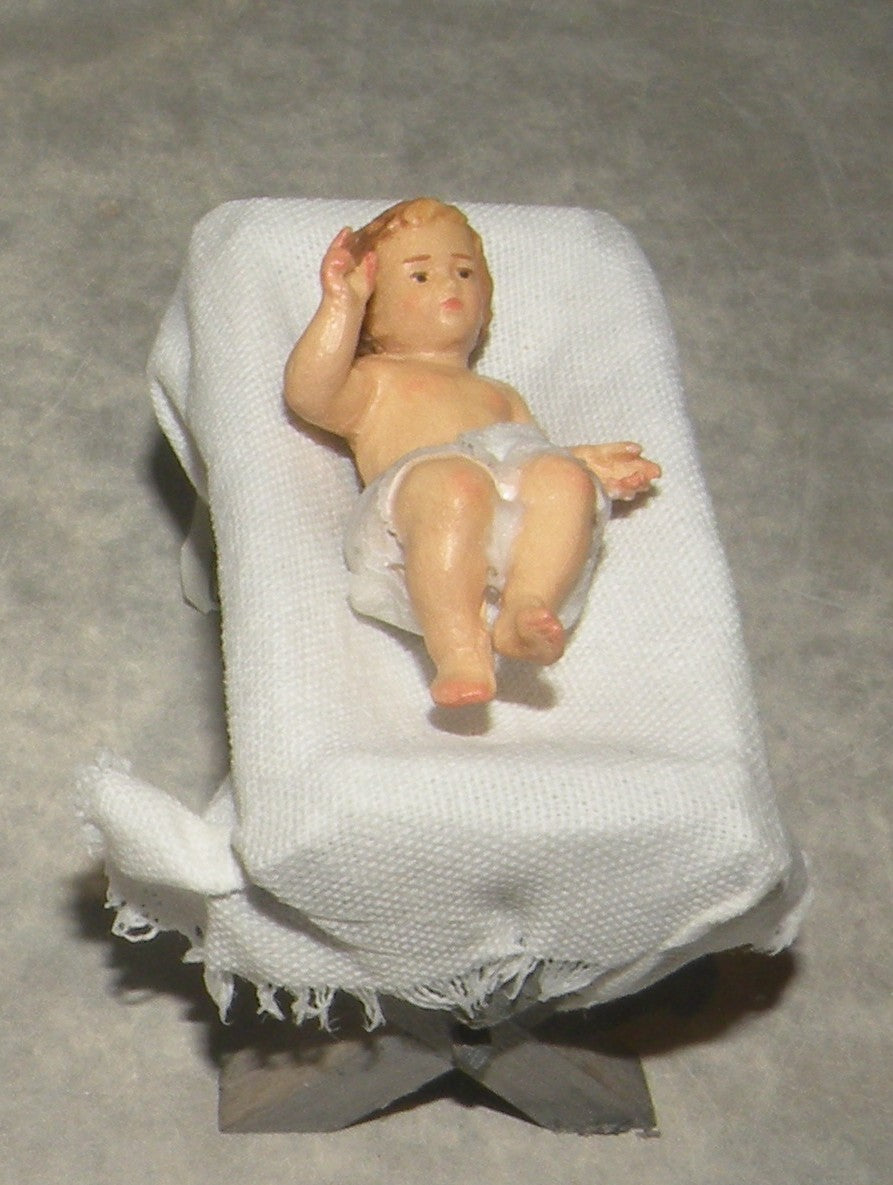 Infant Jesus with cradle 2 pieces - Folk nativity dressed- 10901-01A
