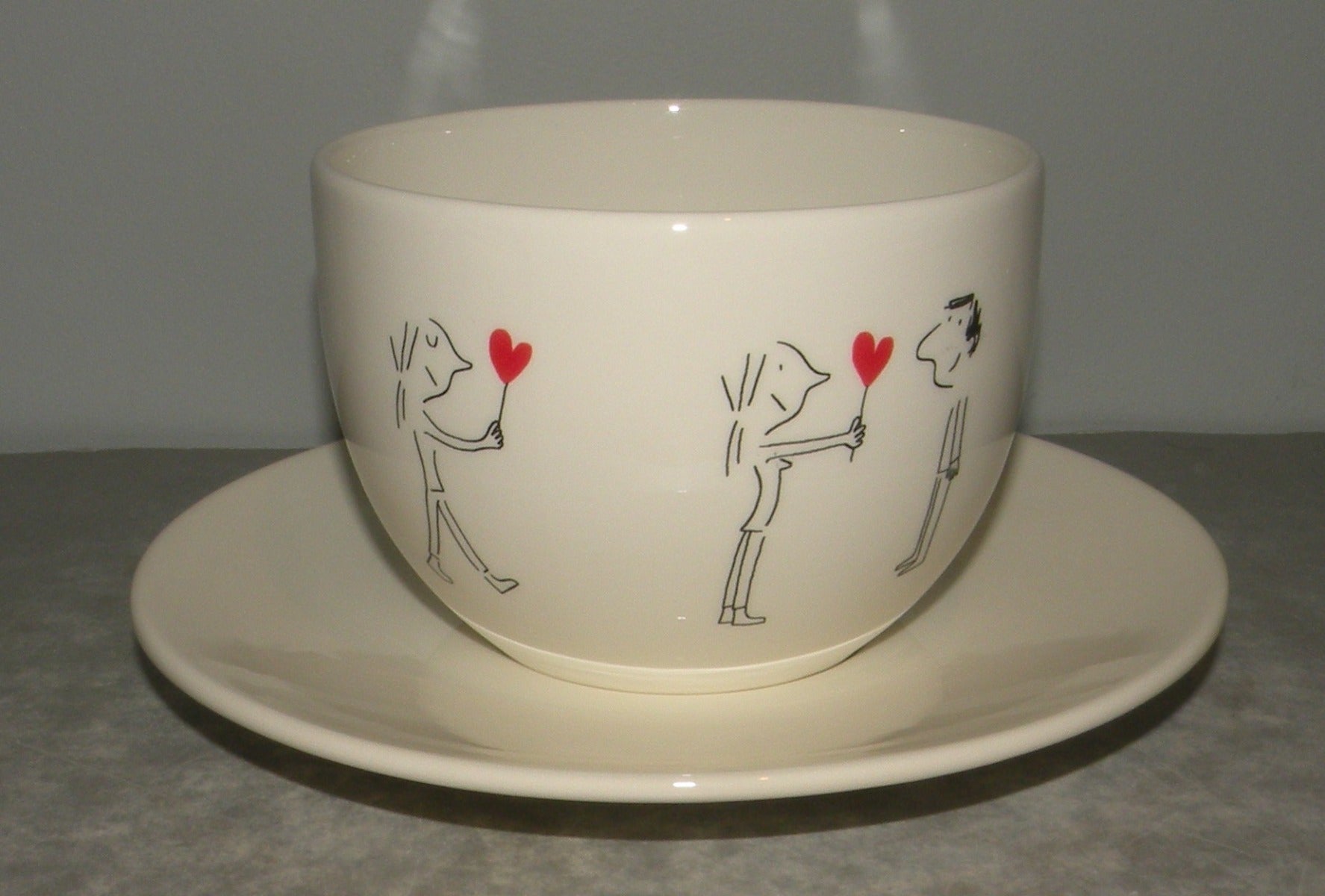 Jumbo Breakfast Cup & Saucer,  Les Amoureux