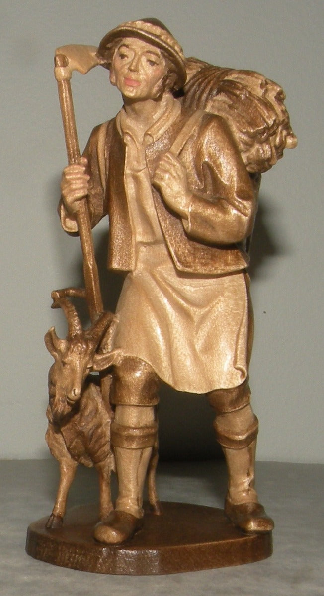 Shepherd with basket and goat , Rustic ZF Finish