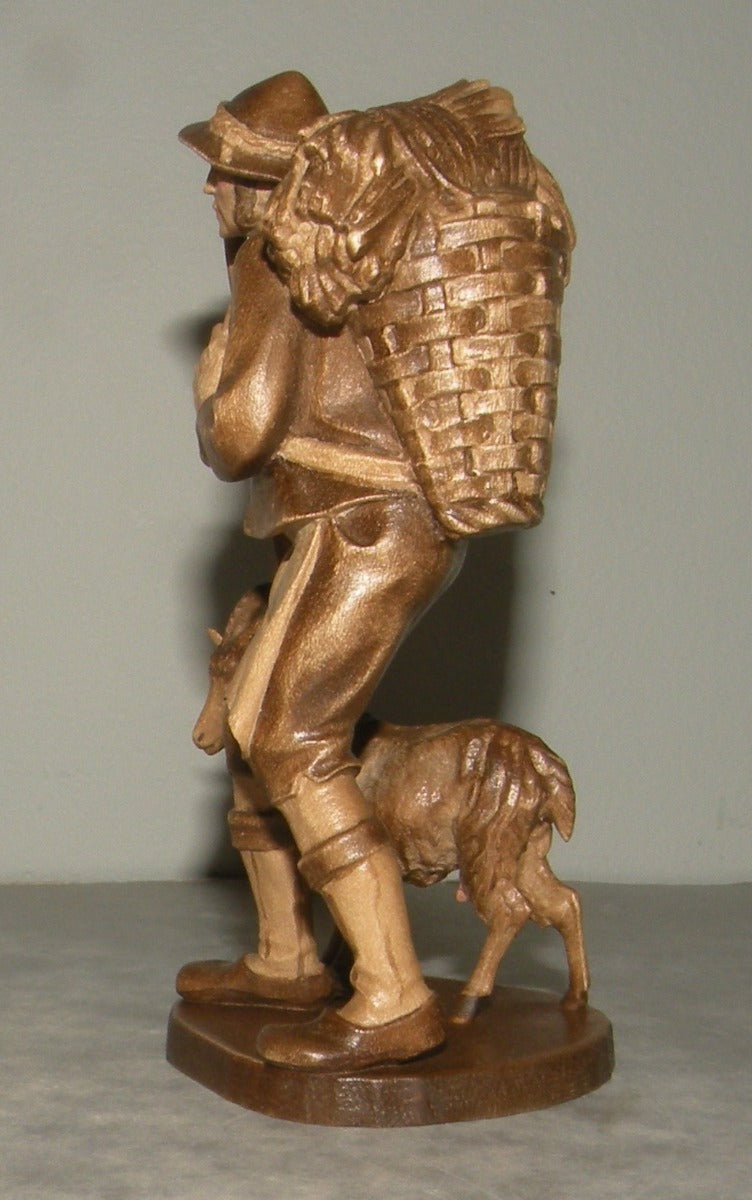 Shepherd with basket and goat , Rustic ZF Finish