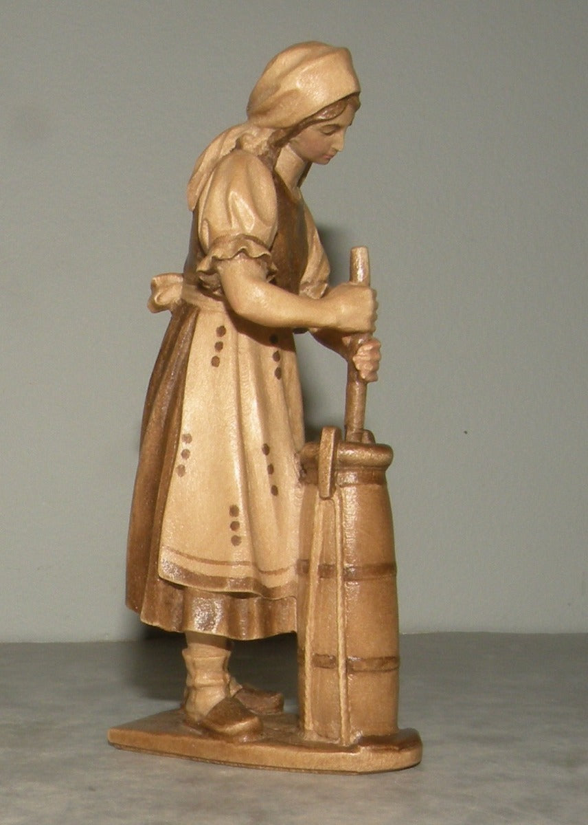 Woman making butter , Rustic ZF Finish