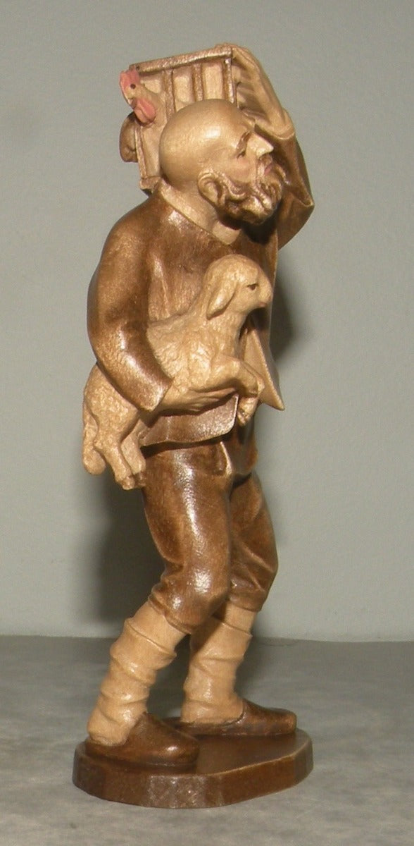 shepherd with cage and lamb , Rustic ZF Finish