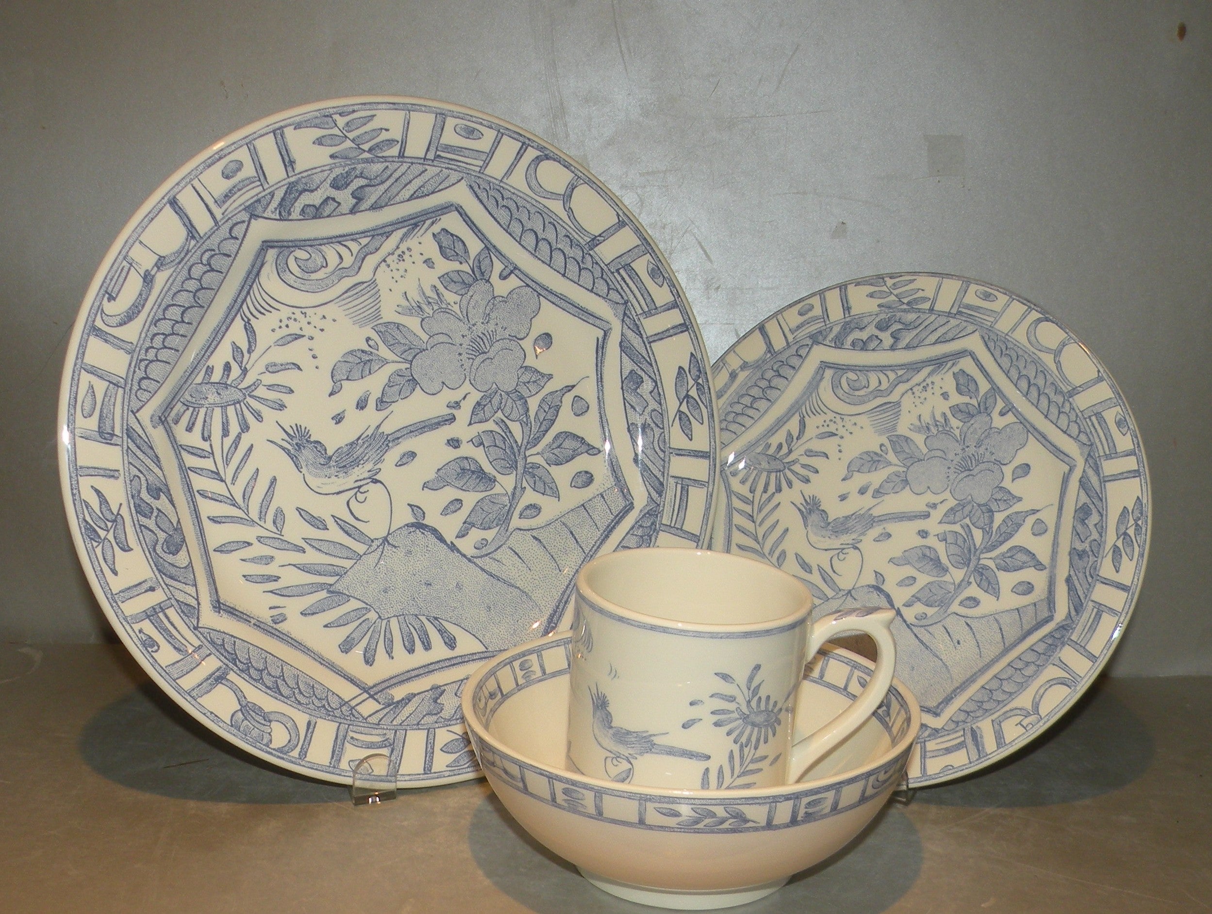 4 Pc. Place setting, Oiseau Bleu Mono