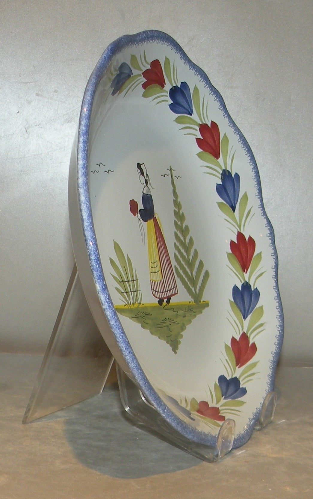 Scalloped Soup Plate with Lady Mistral Blue